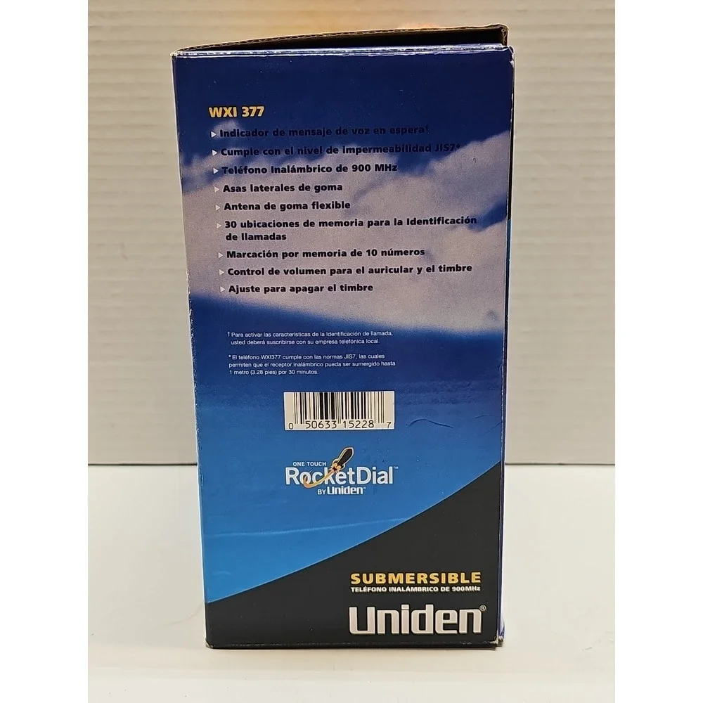 NEW - UNIDEN WXI 377 SUBMERSIBLE CORDLESS PHONE IN ORIGINAL BOX WITH PAPERS